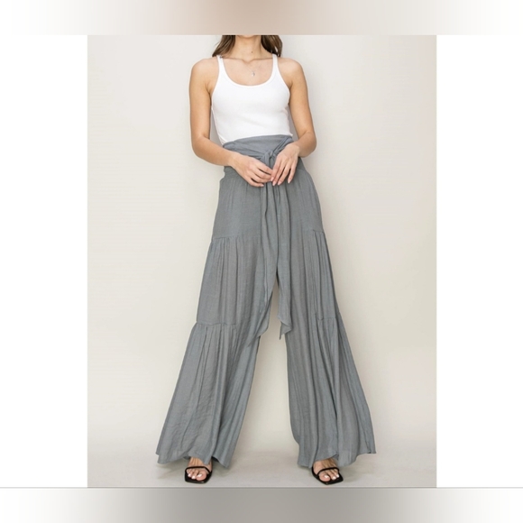 #630 SALE 🛑S,M,L NEW! Fabulous Boho Tie-Front Ruched Tiered Pants - Picture 4 of 12